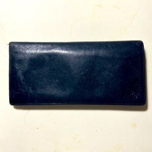 Vtg Monsac Black Leather Bifold Wallet